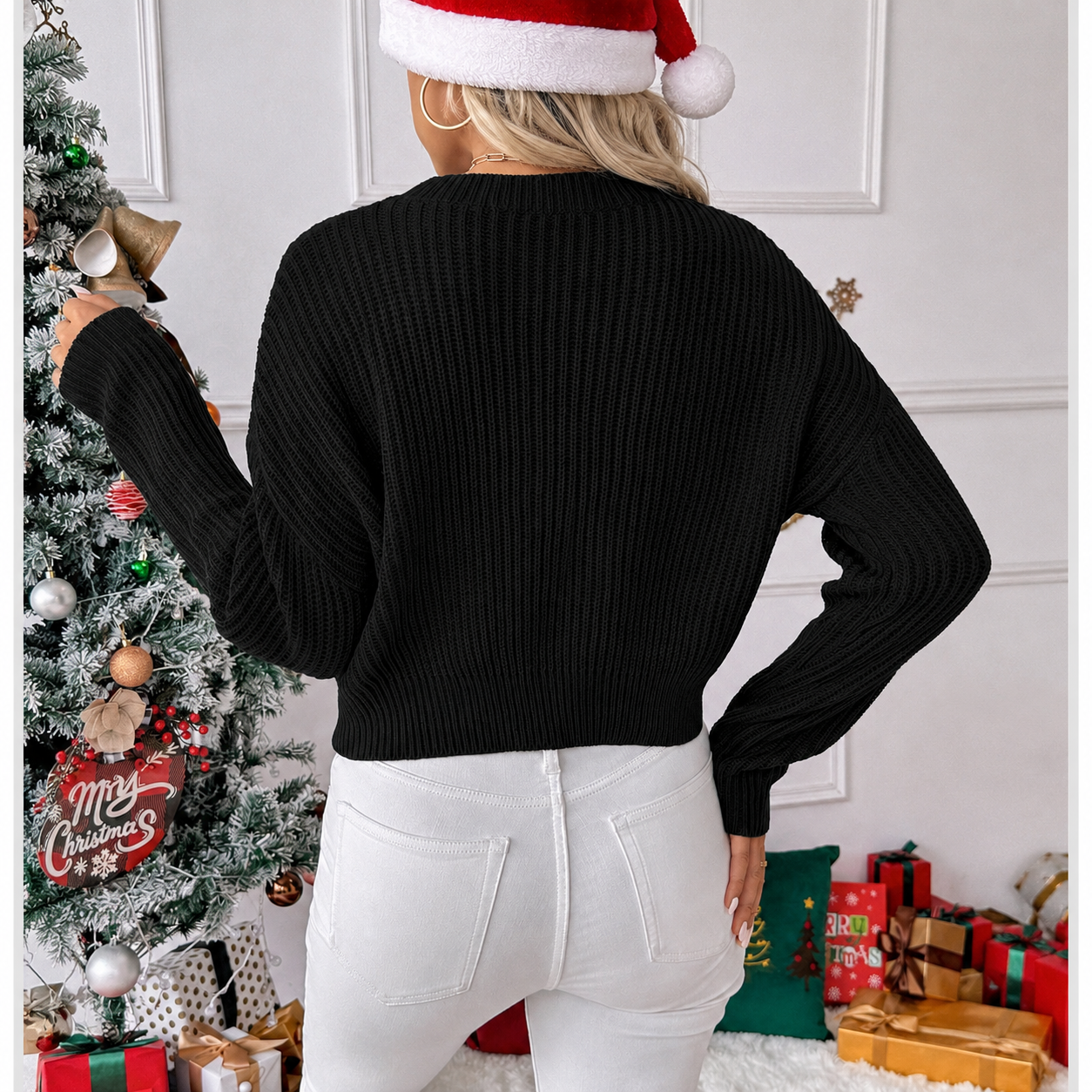 Long Sleeve Letter Knitted Christmas Sweater For Women