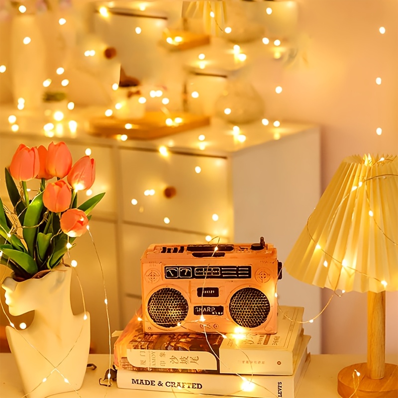 Battery Powered Micro LED String Lights with Flexible Wire for Indoor and Holiday Decoration