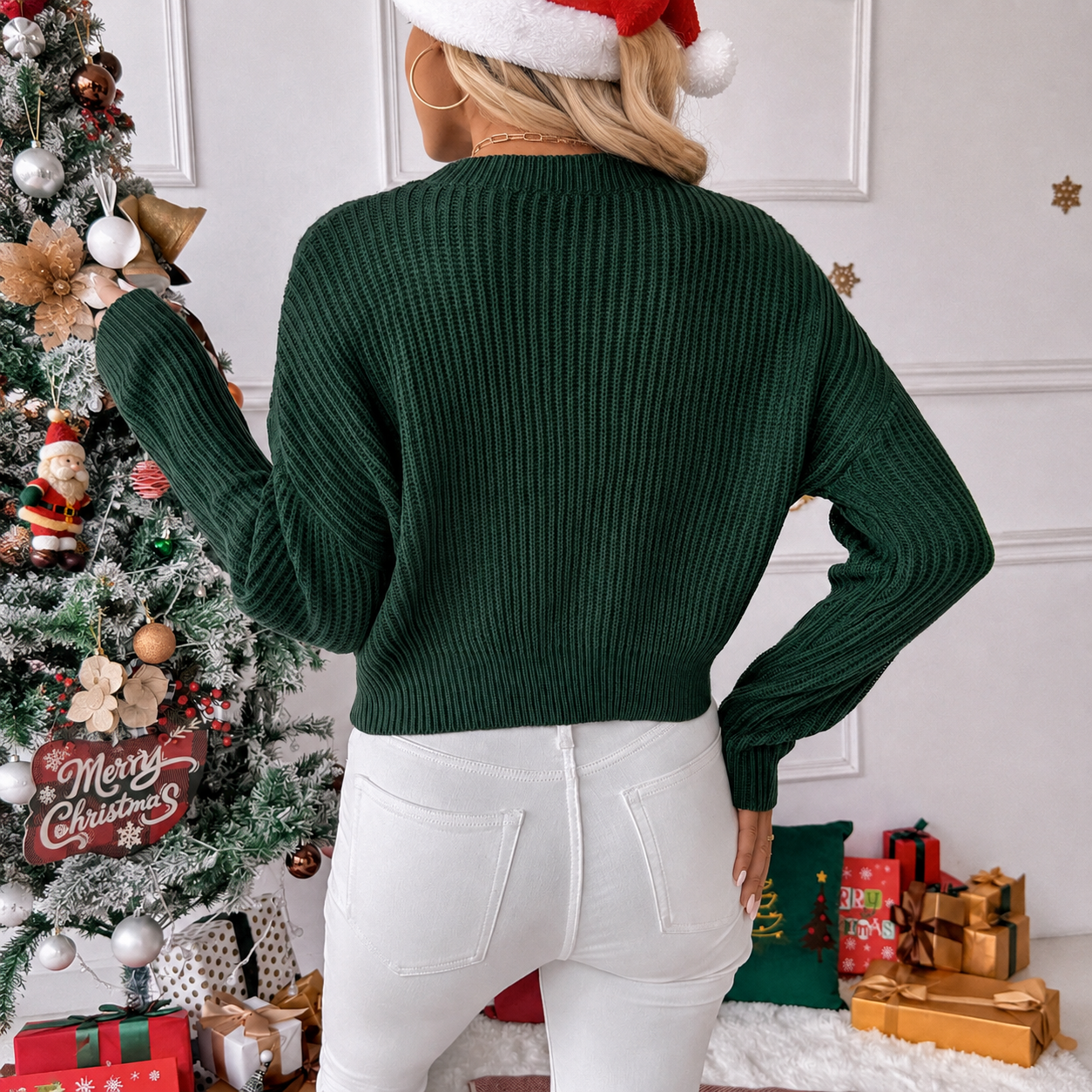 Long Sleeve Letter Knitted Christmas Sweater For Women