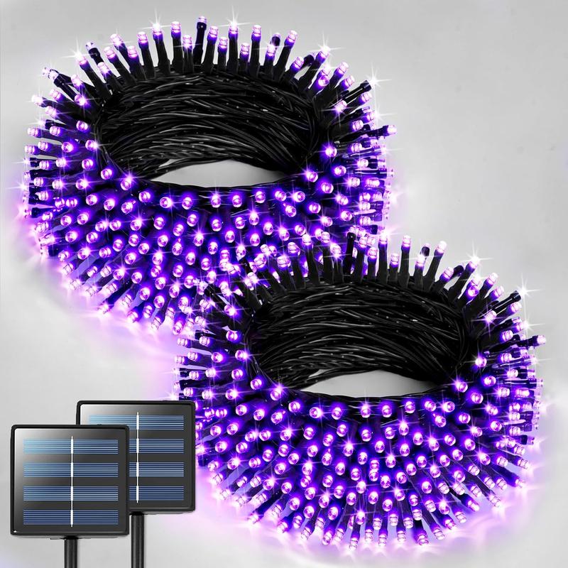 Pack of 2 Solar Powered Christmas String Lights with 400 LED and 8 Lighting Modes