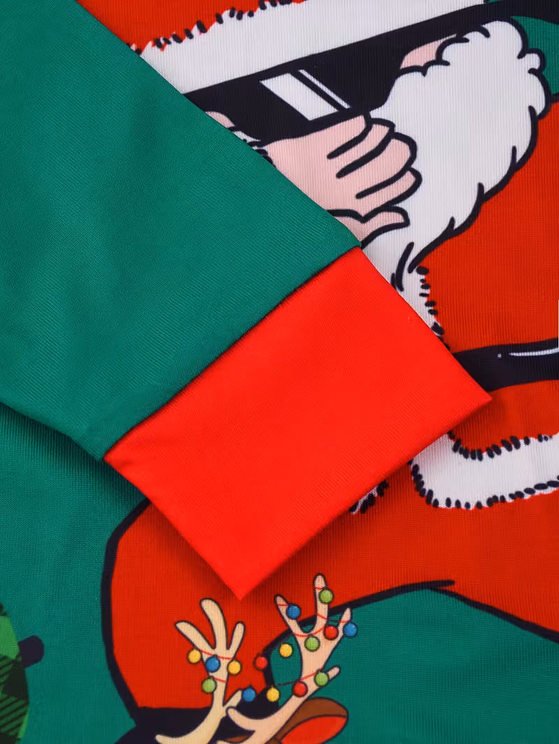 1 set boys casual pajama set cute christmas deer santa claus snowman print round neck long sleeve t shirts trousers comfy   set as daily gift green 3