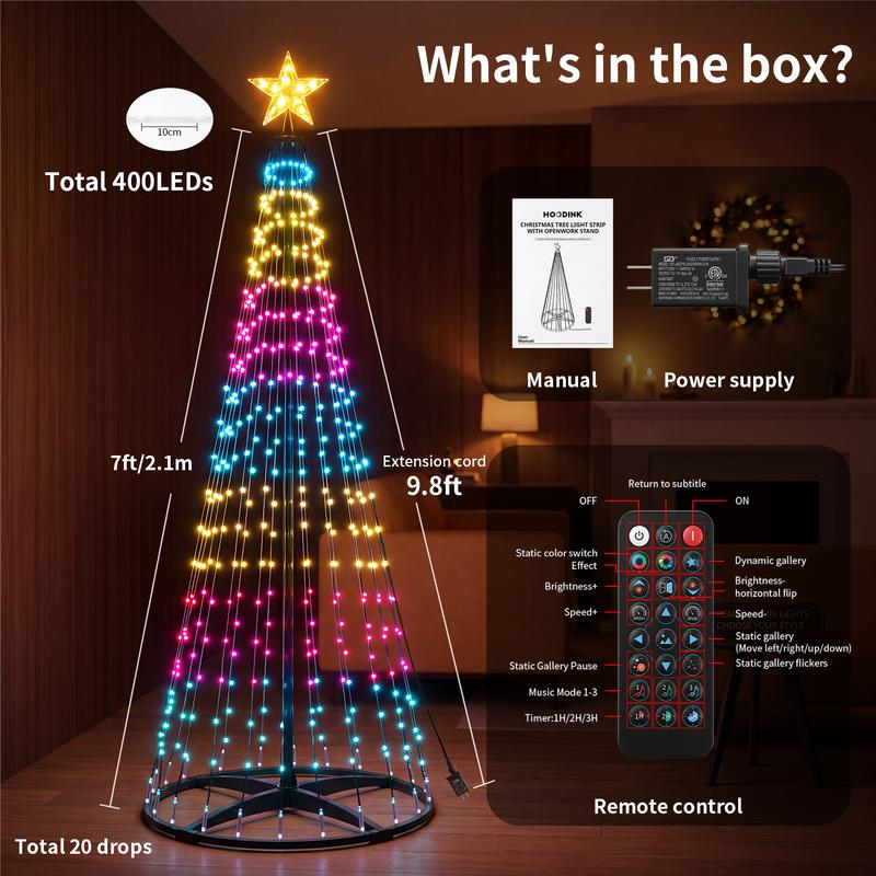 Smart 400 LED Christmas Tree Lights with Remote App Control and Music Sync