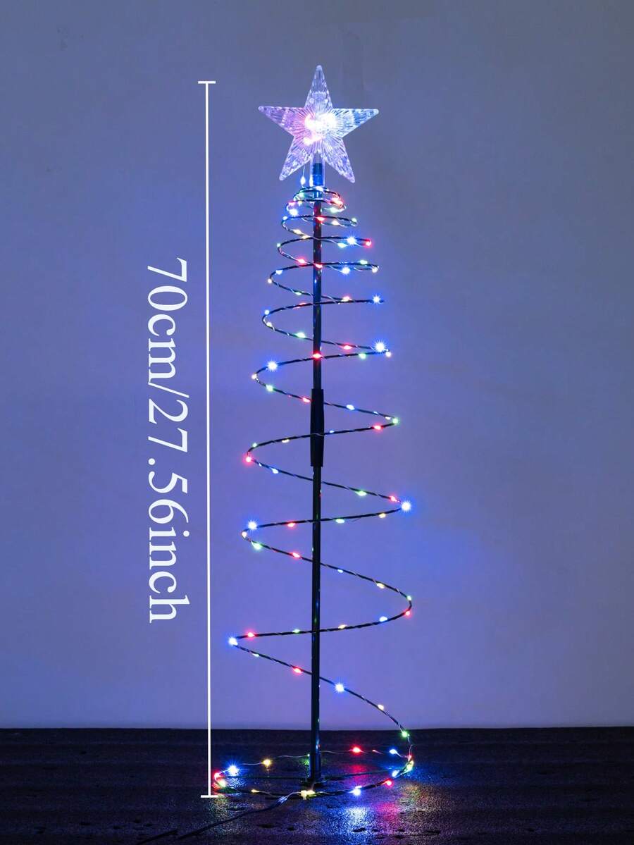 1/2PCS Solar Powered Iron Christmas Tree Lights, Led Outdoor Waterproof, Patio, Garden Decoration, Holiday Atmosphere Decoration, Lawn Lights - Iron Star Christmas Tree - View 12