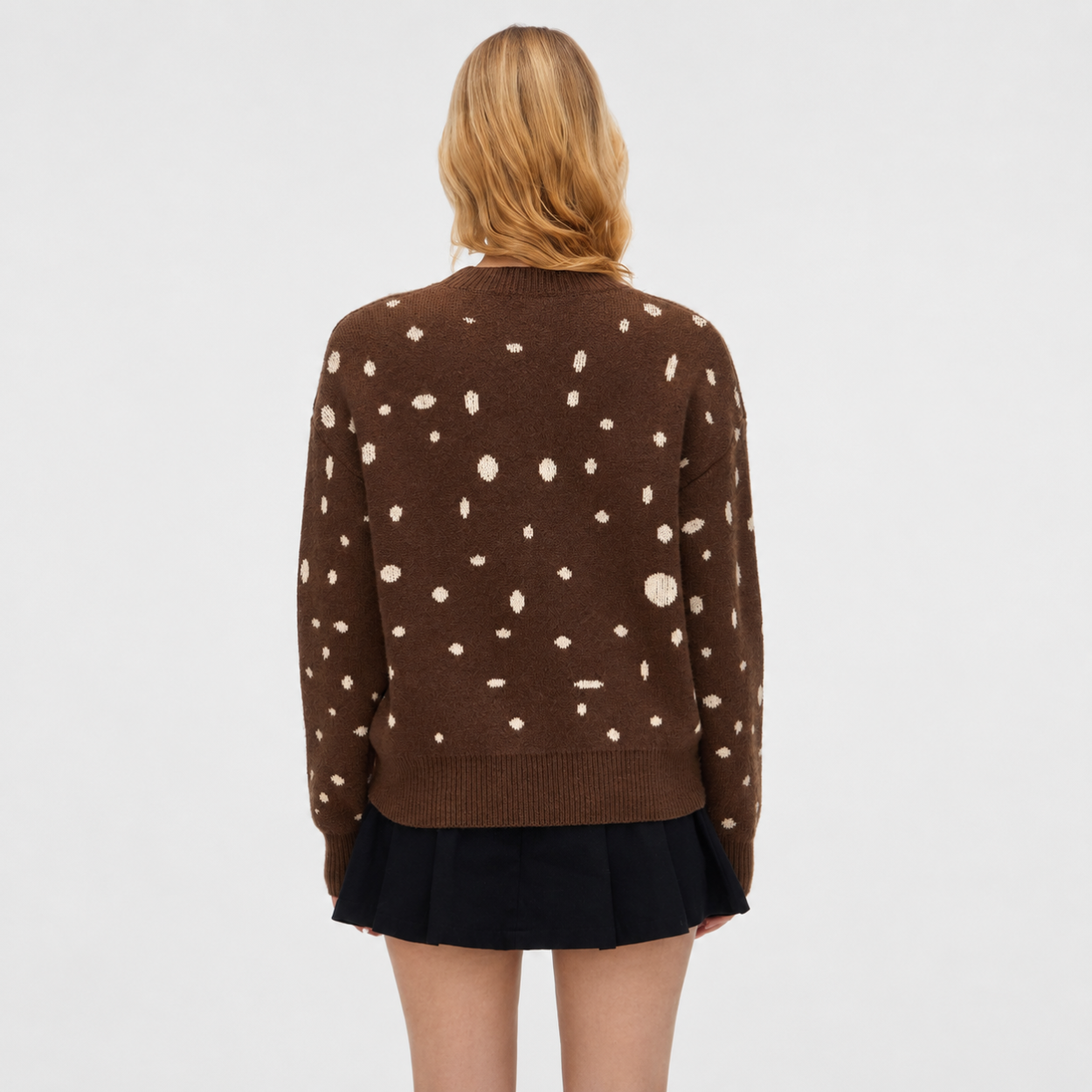 Polka Dot Deer Graphic Printed Sweater For Women