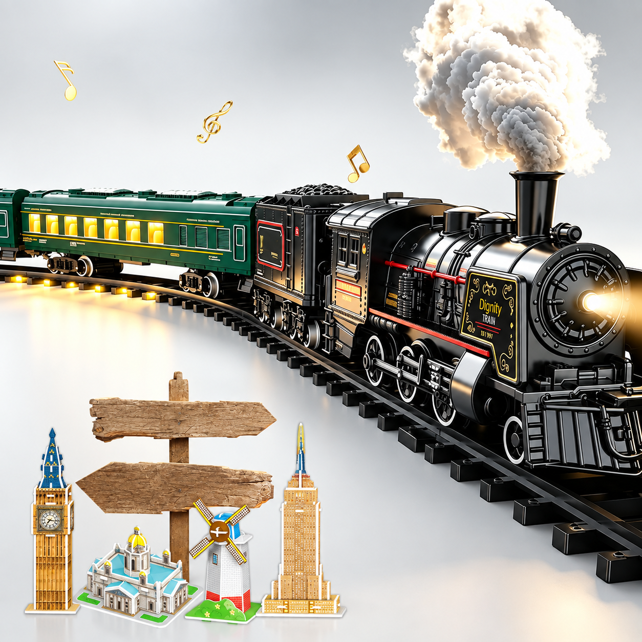 Christmas Remote Control Electric Train Set With Carriages Lights And Sounds