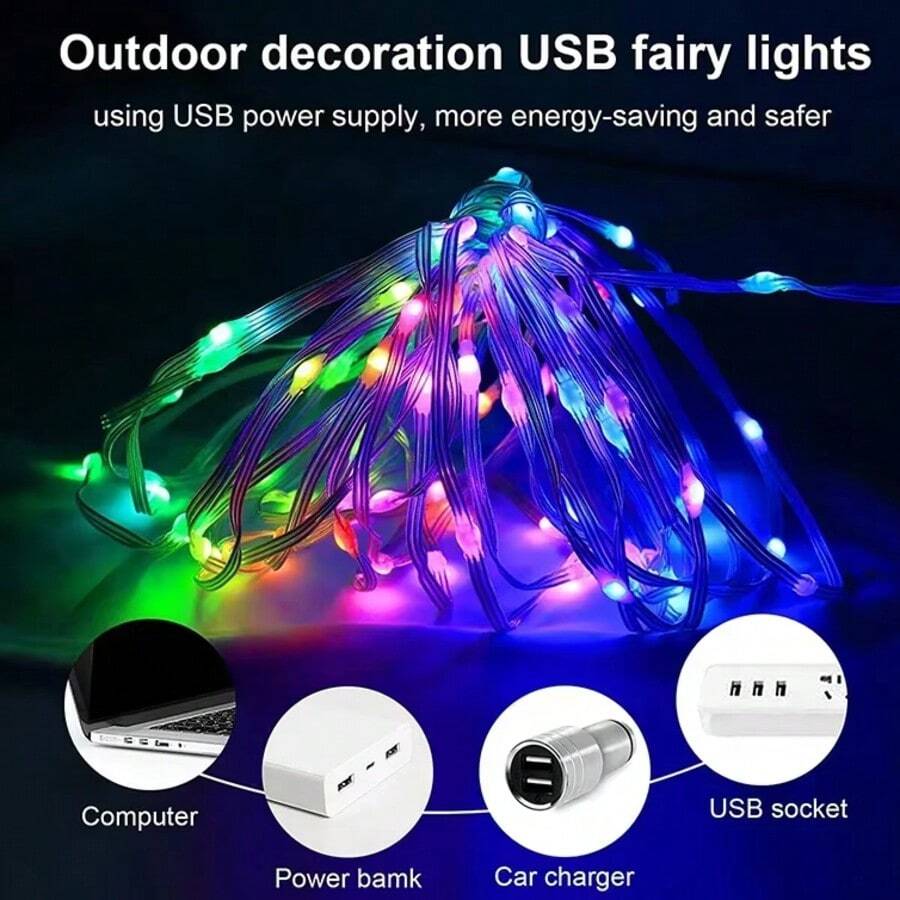 400-LED Smart Curtain String Lights With Programmable Animations And Text Effects-Perfect For Decorating Bedrooms, Gardens, Weddings, Christmas, And Valentine's Day-Make An Excellent Choice For Holiday Gifts. - 16.4FT/50LED - View 6