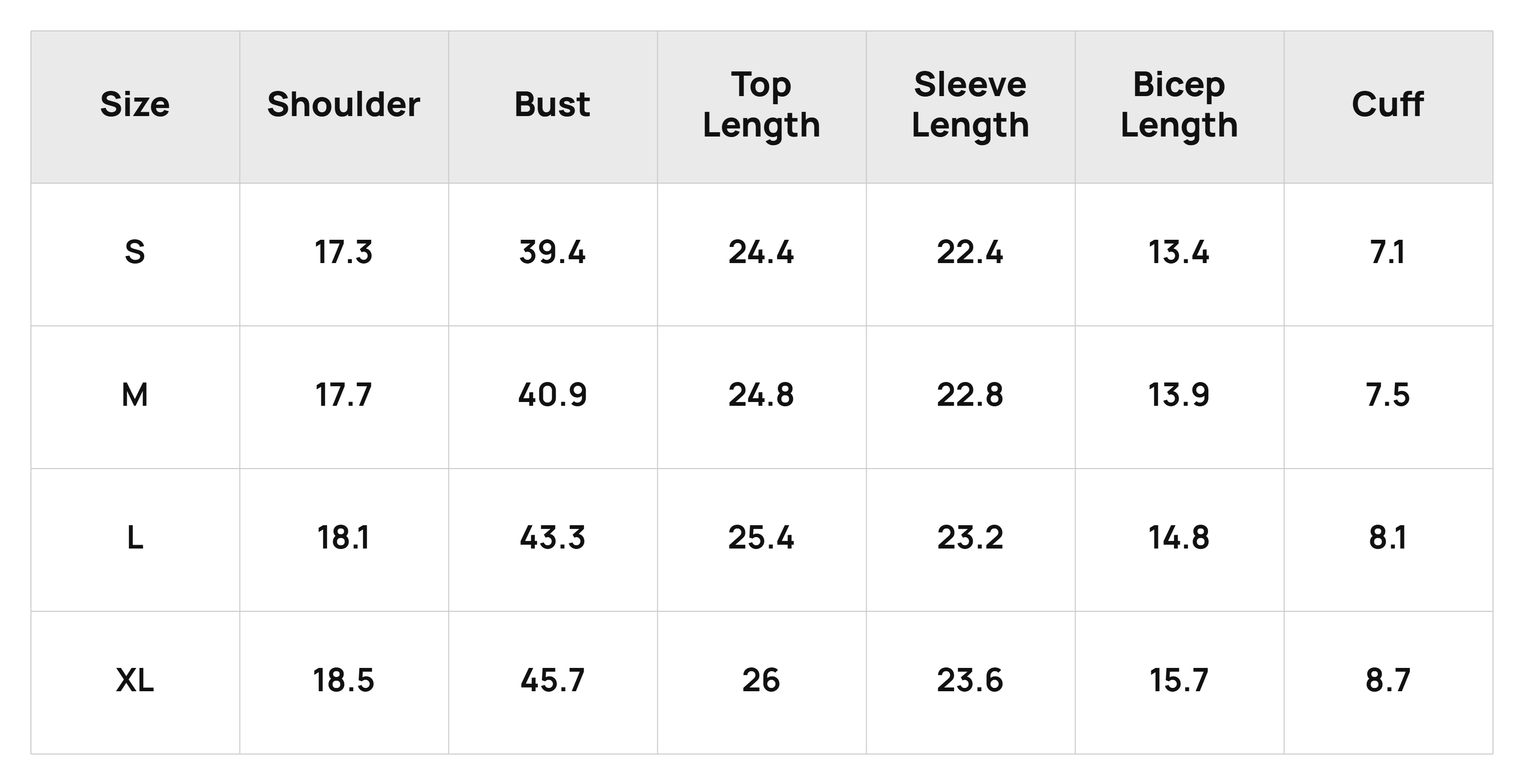 Size Chart