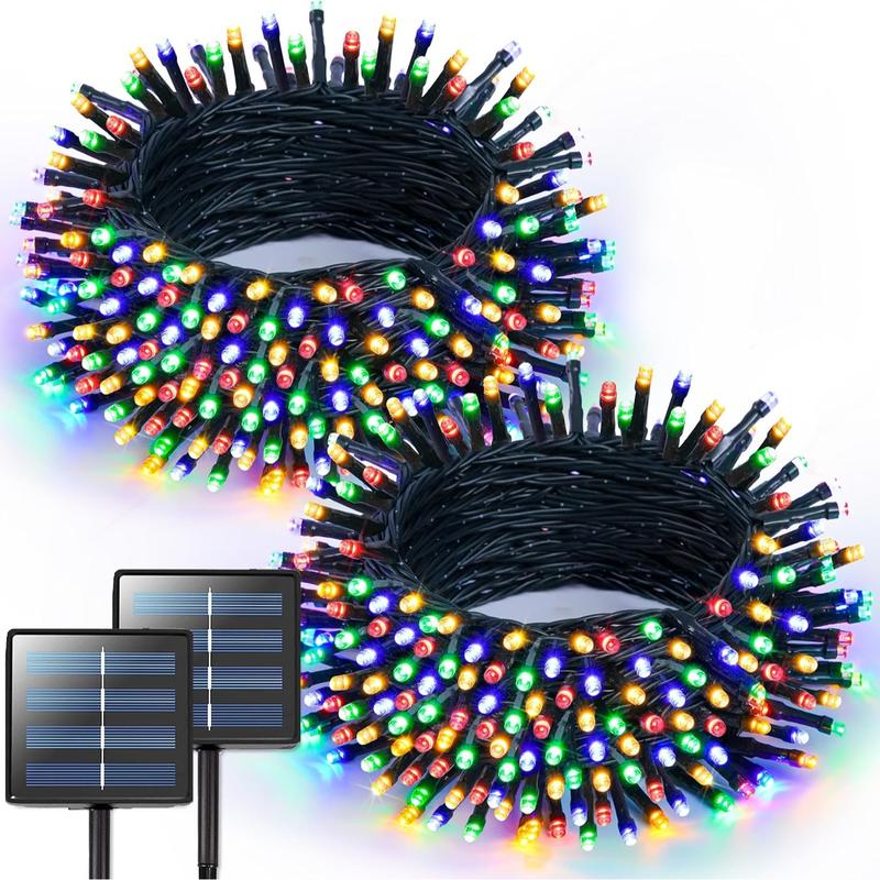 Pack of 2 Solar Powered Christmas String Lights with 400 LED and 8 Lighting Modes