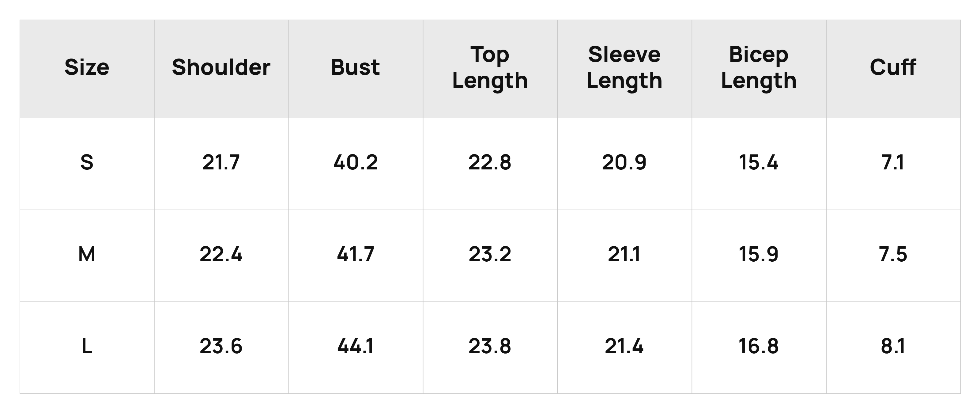 Size Chart