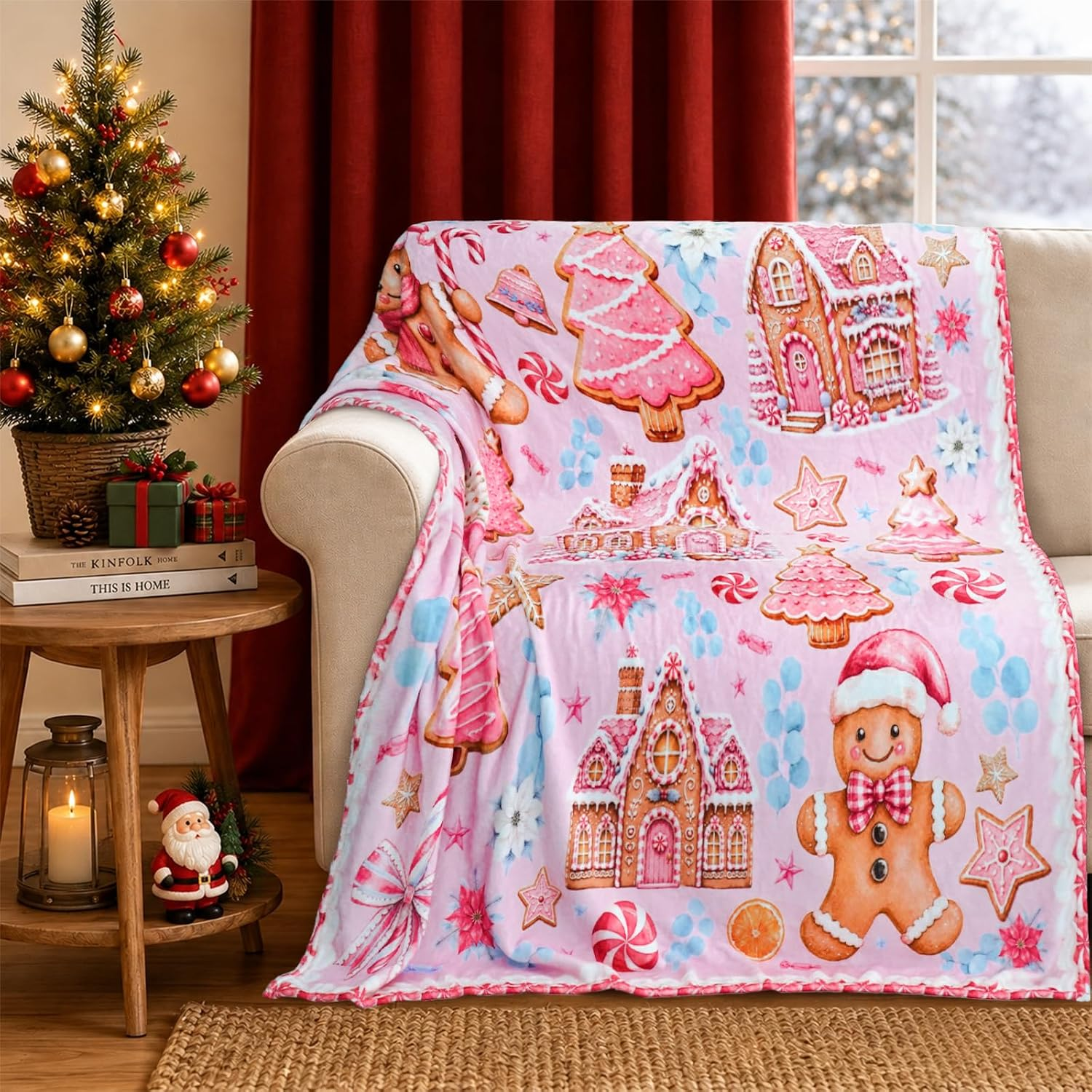 Christmas Themed Flannel Plush Blanket For Women