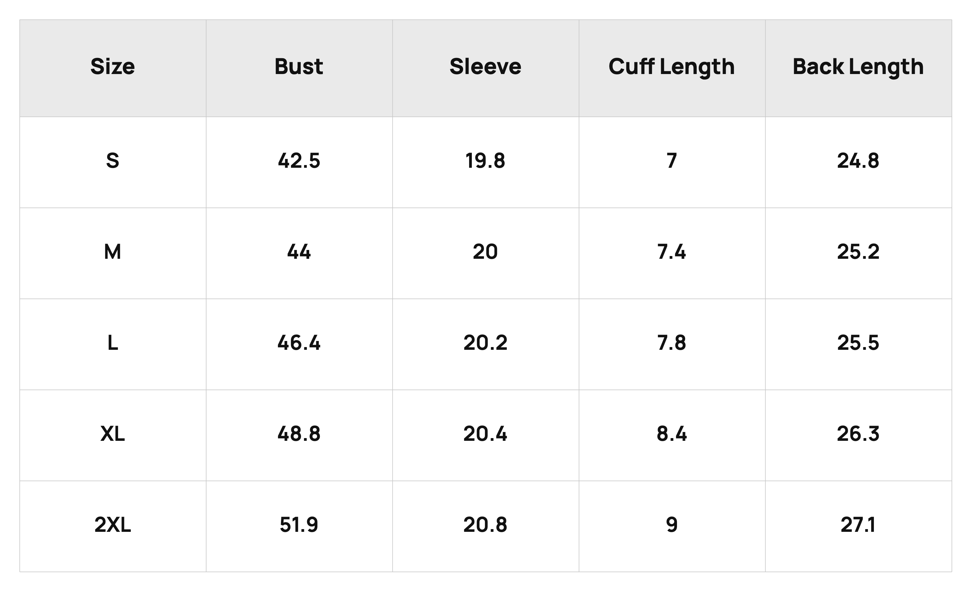 Size Chart