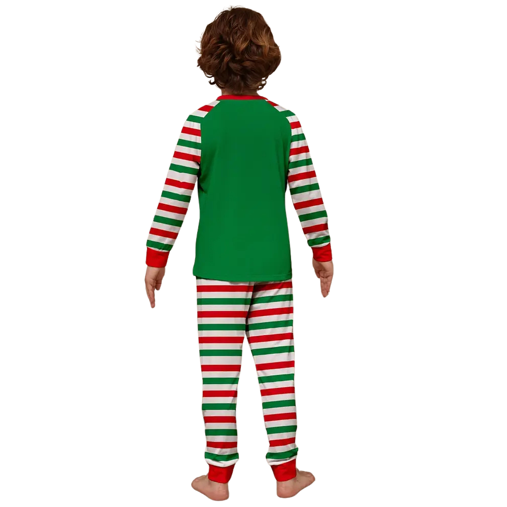 Flame Retardant Santa Striped Christmas Pajamas Set For Boys And Girls