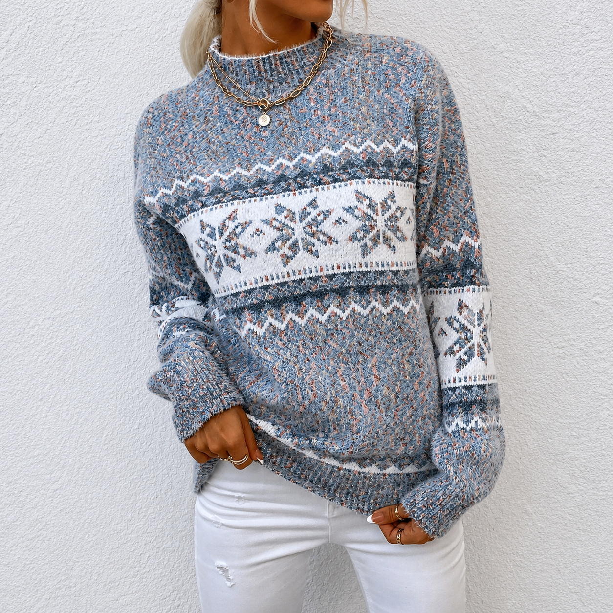 Knitted Winter Snowflake Christmas Sweater For Women