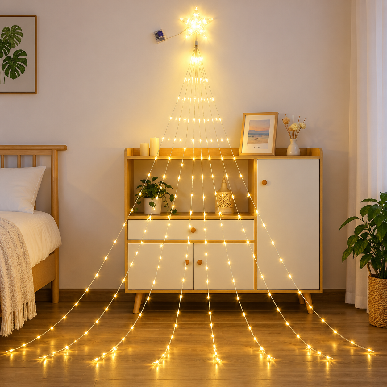 Star Curtain String Lights For Room Wedding And Party Decor