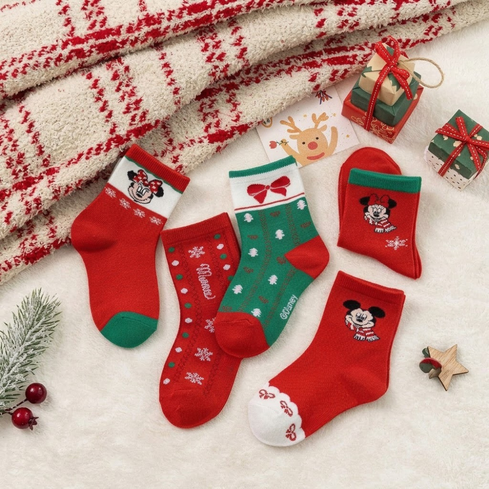 Christmas Pattern Mid Calf Socks For Kids