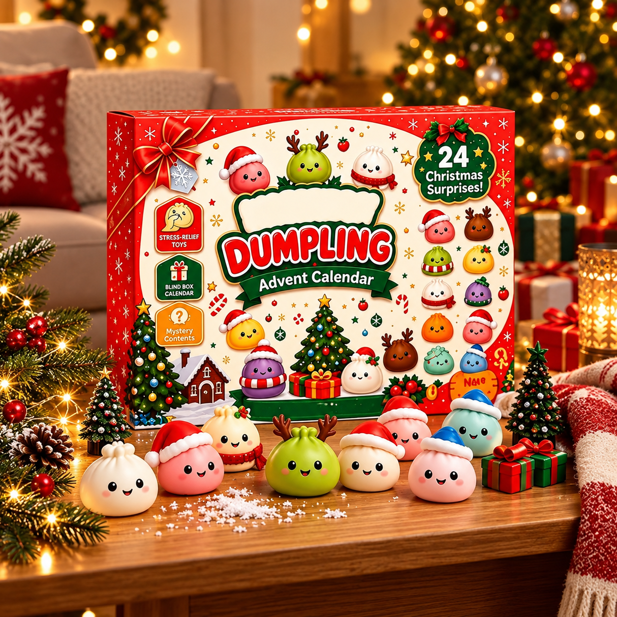 Mini Dumpling Squishy 24 Day Christmas Countdown Advent Calender Set