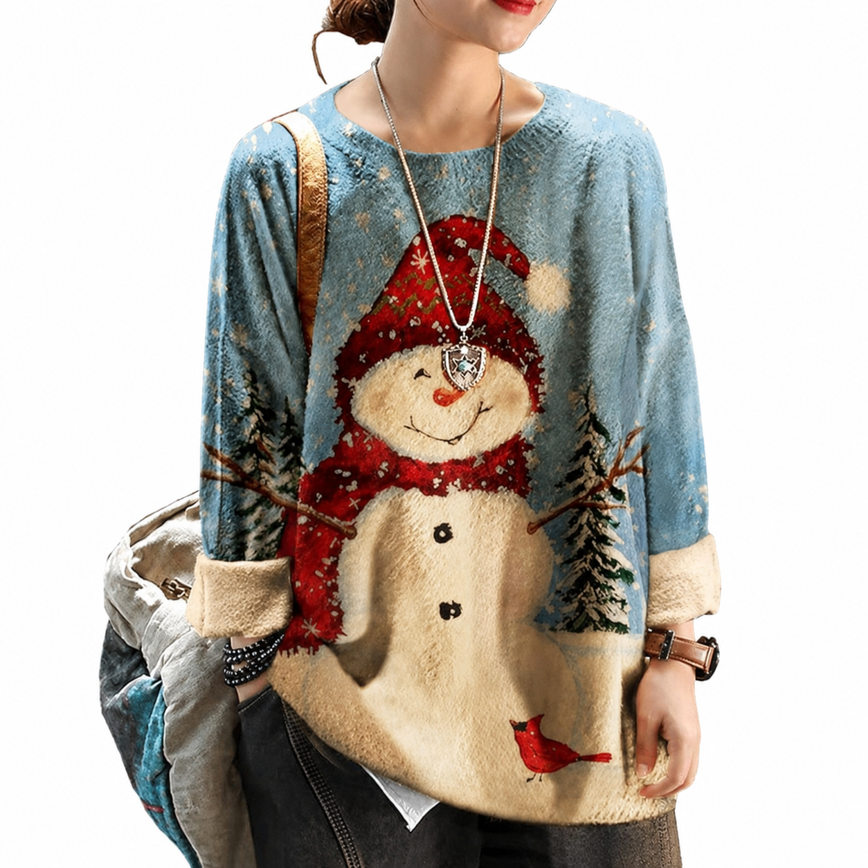 Casual Oversized Loose Printed Christmas Sweaters For Women
