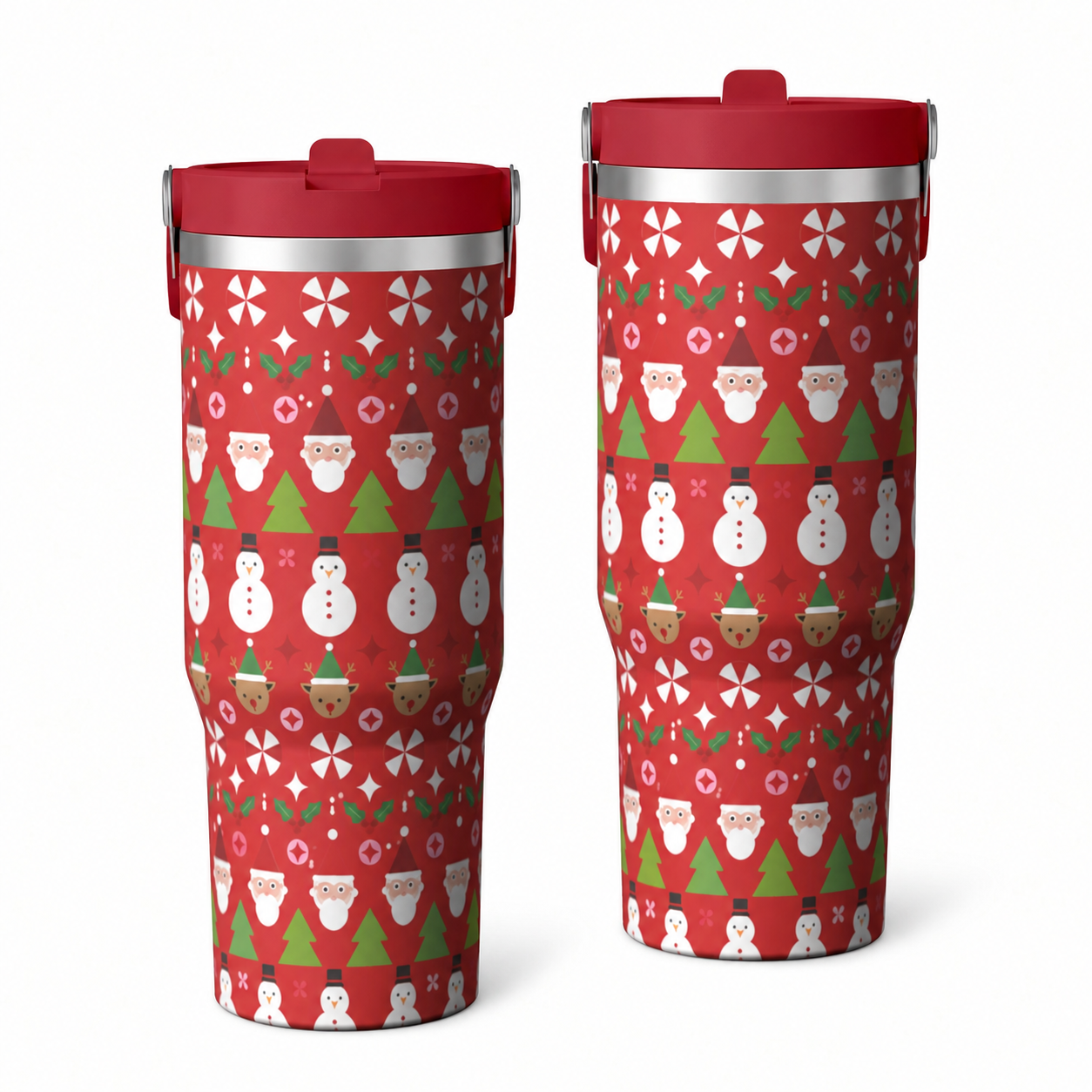 30 Oz Christmas Printed Tumbler With Lid And Straw Travel Cup
