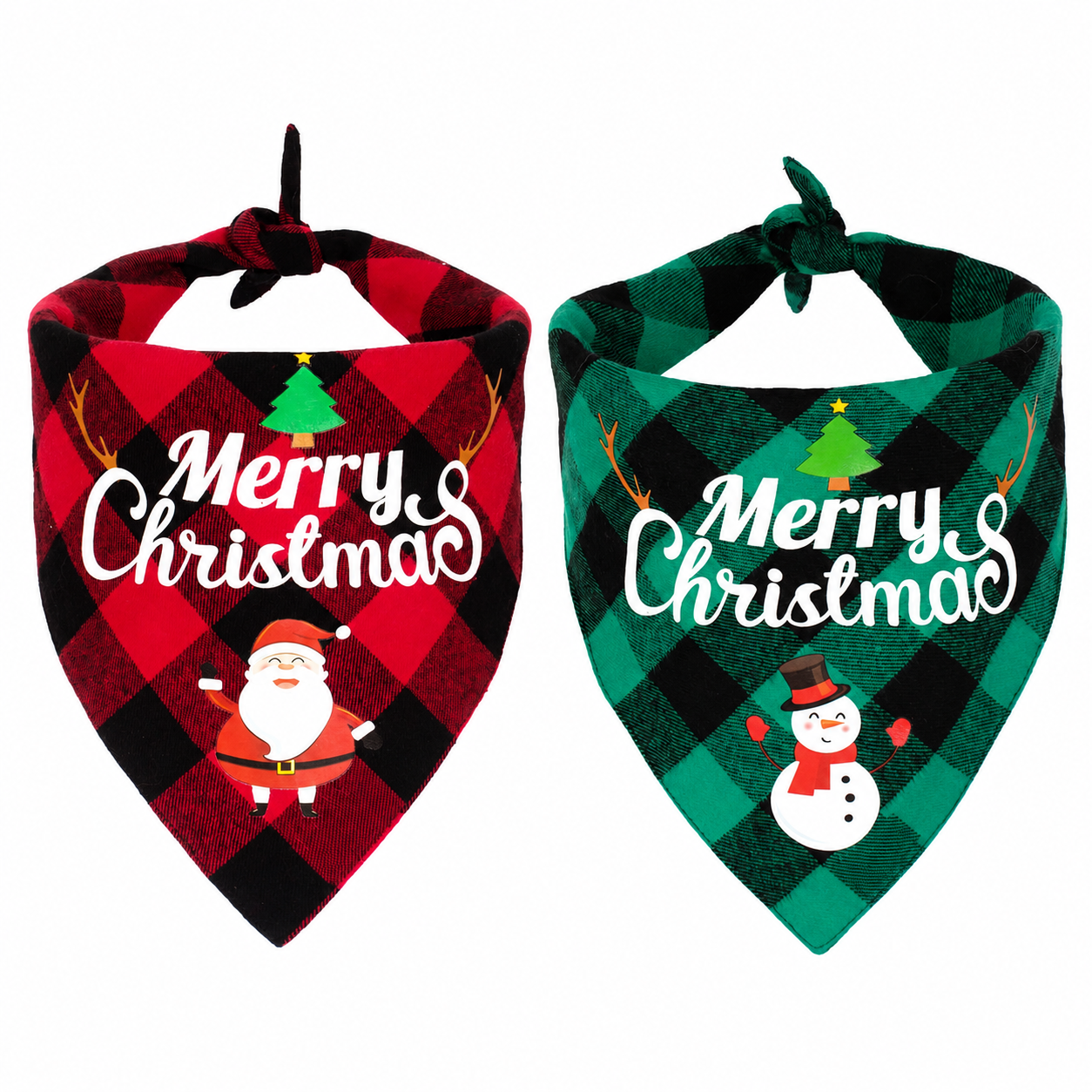 Pack of 2 Christmas themed Triangle Bib Bandanas For Dogs