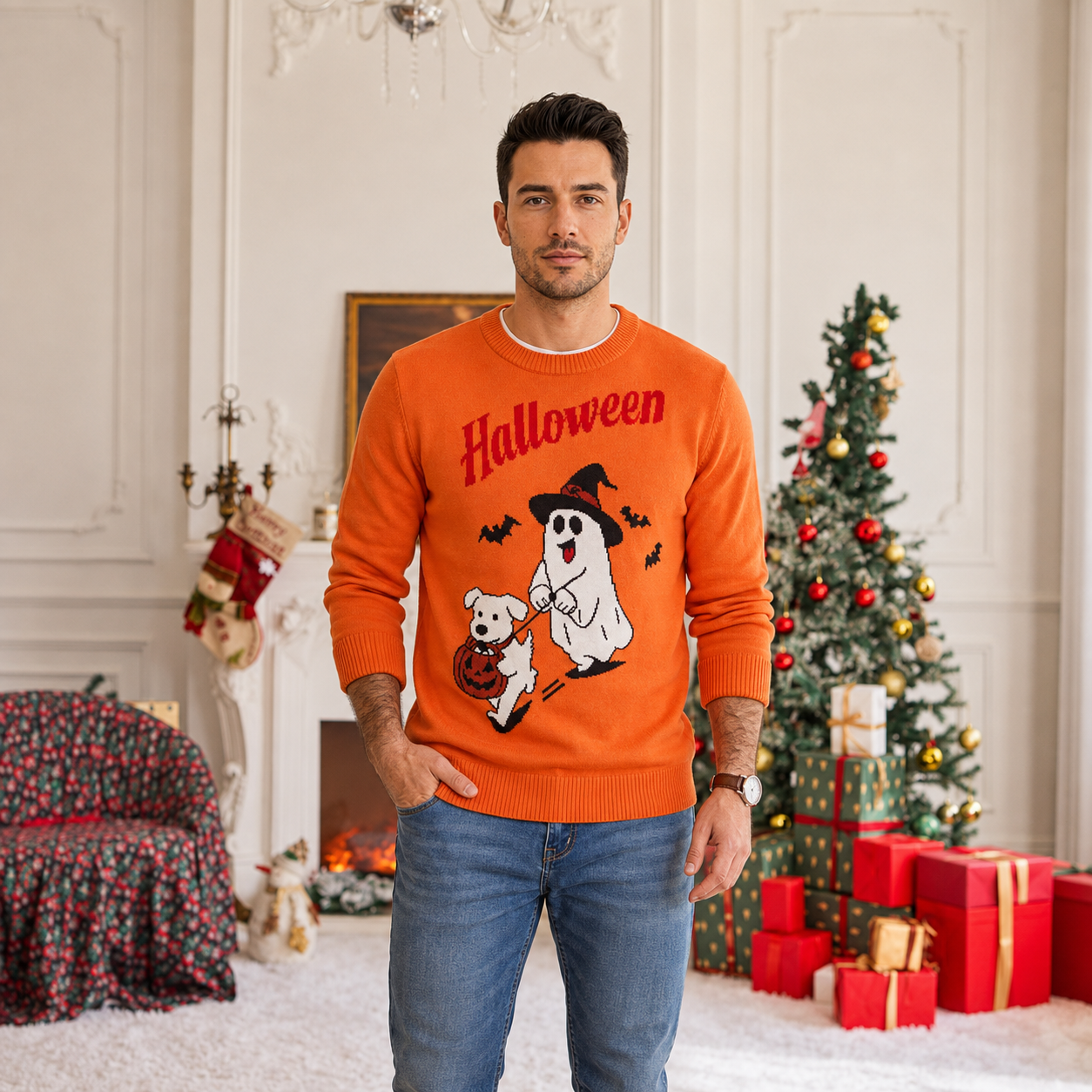 Classic Knit Christmas Pullover Sweater for Men