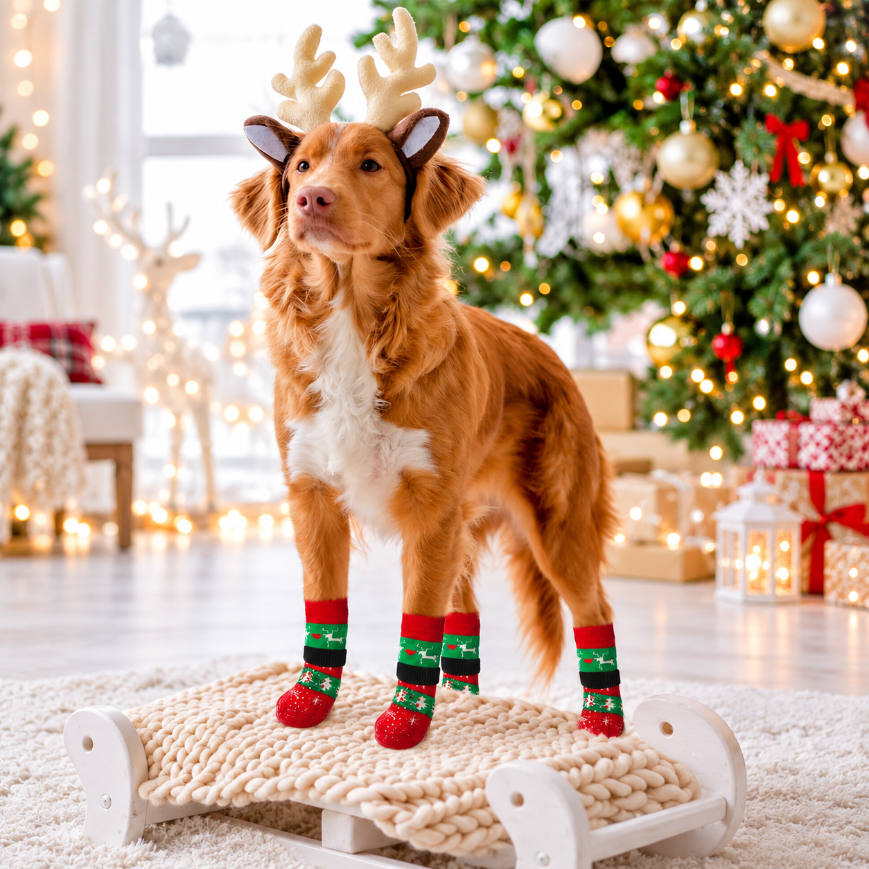 Christmas Dog Socks for Cold Pavement and Outdoor Wear