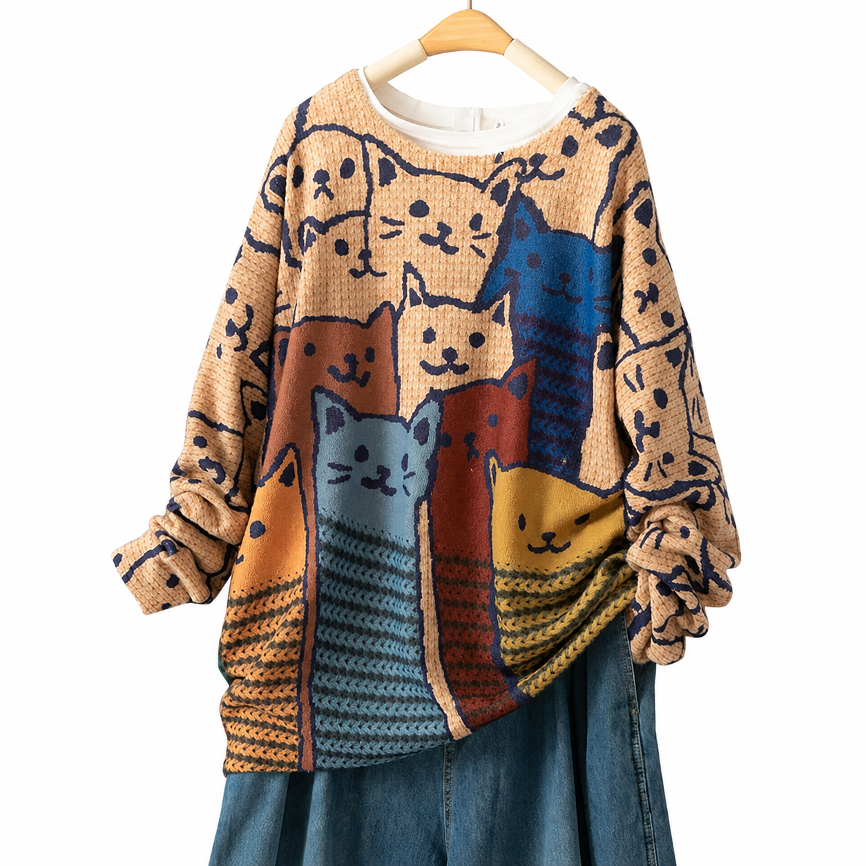 Casual Oversized Loose Printed Christmas Sweaters For Women