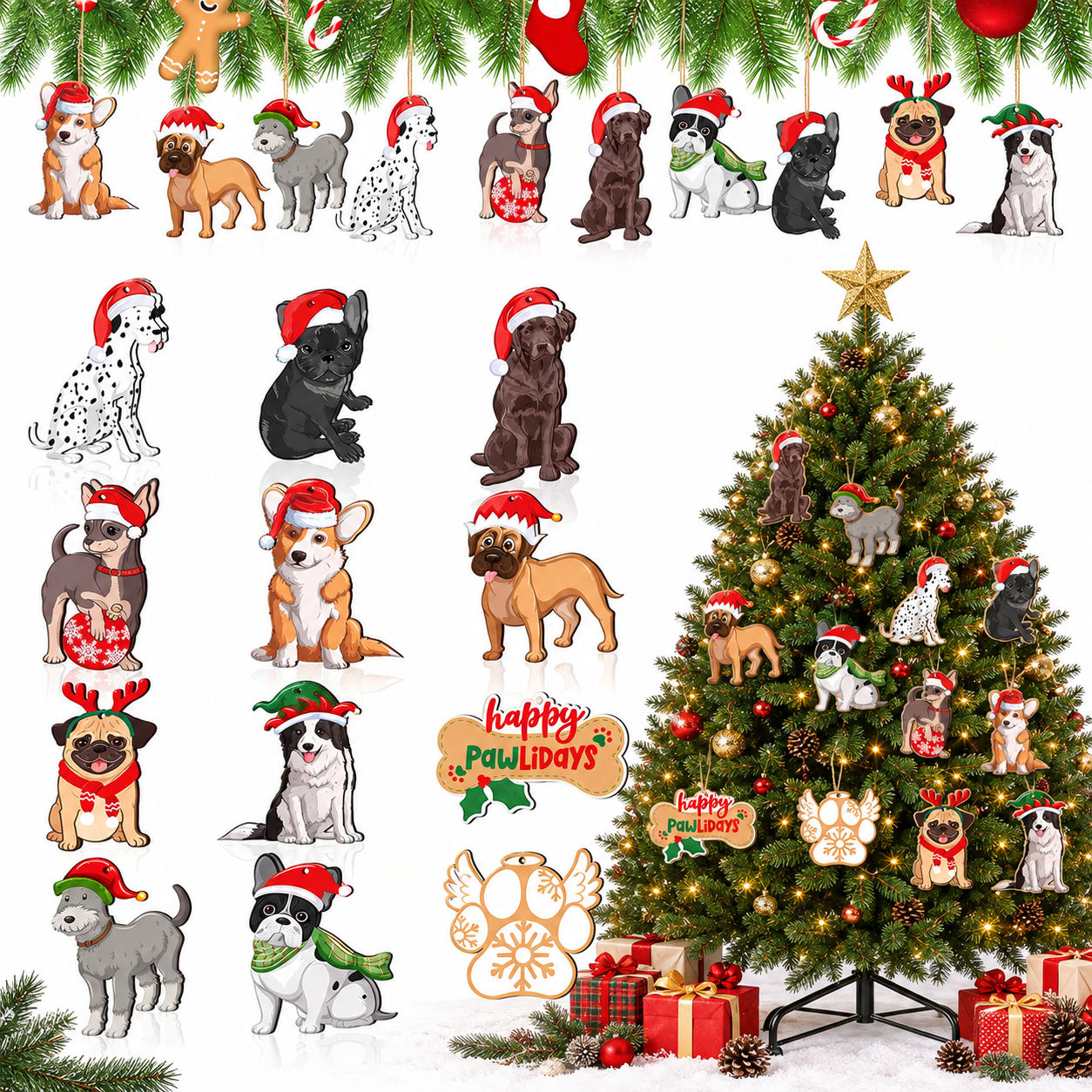 Christmas Hanging Ornaments Set For Holiday Decorations