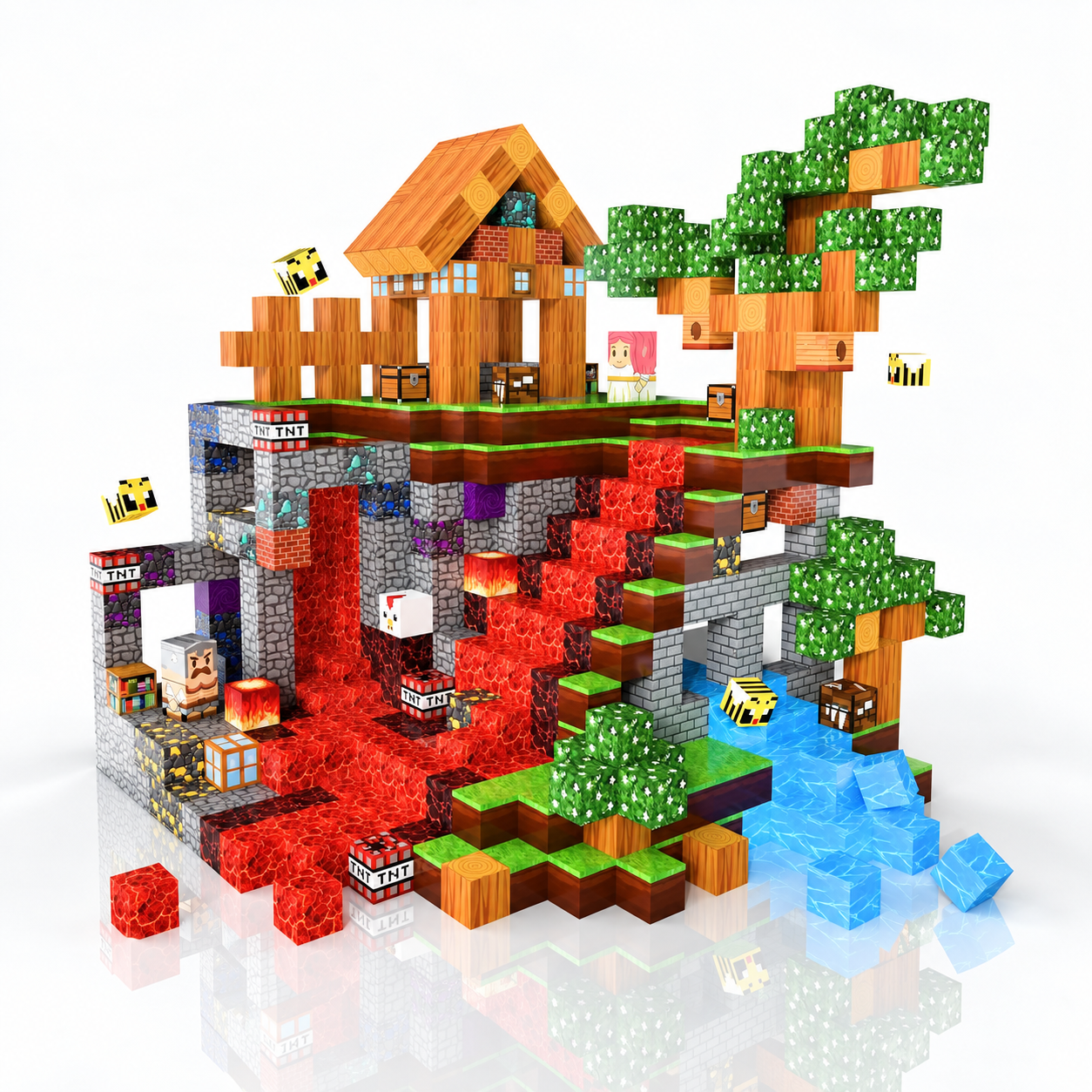 Christmas Snow Village And Forest Building Blocks Toy Set For Kids