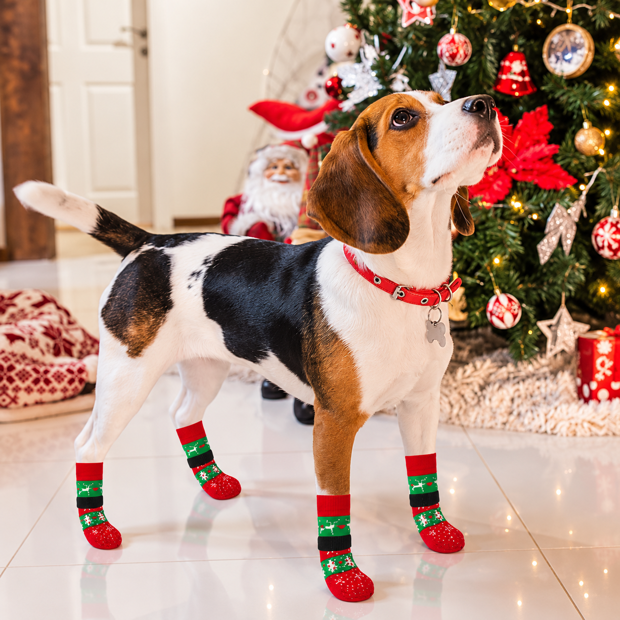 Christmas Dog Socks for Cold Pavement and Outdoor Wear