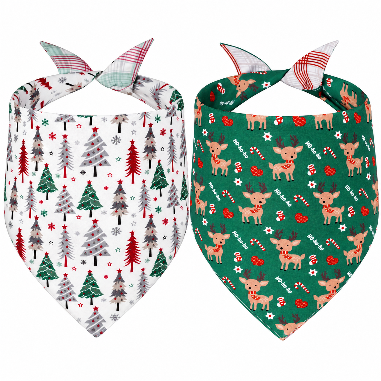 2 Piece Christmas Dog Bandanas Set for Holiday Wear