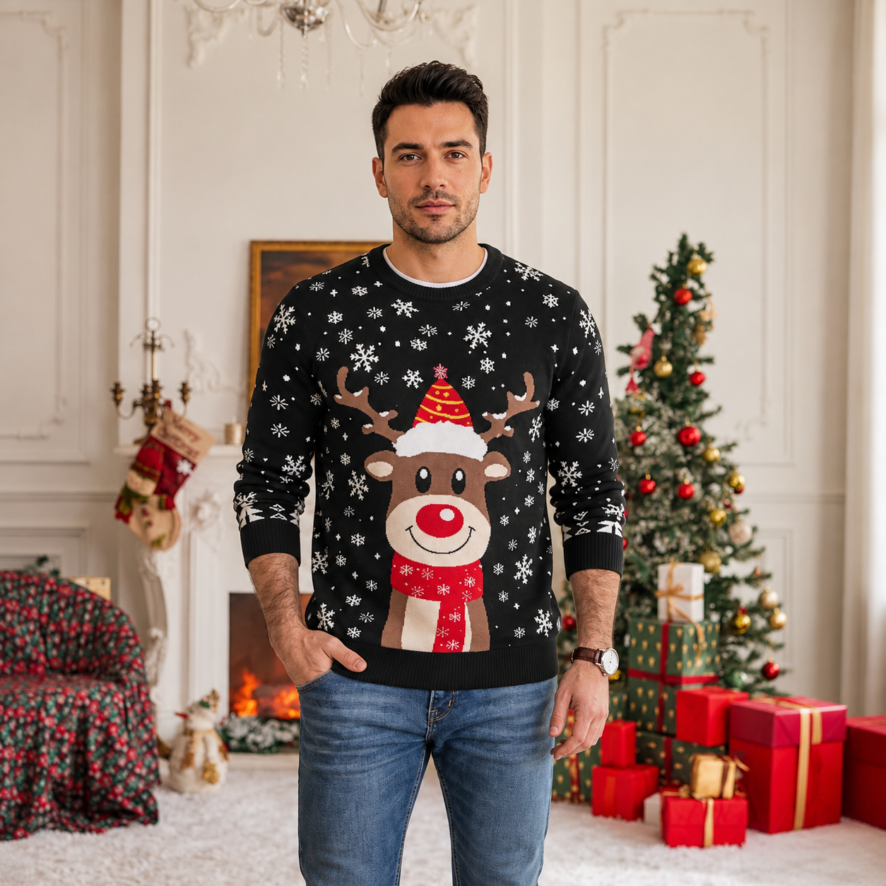 Classic Knit Christmas Pullover Sweater for Men