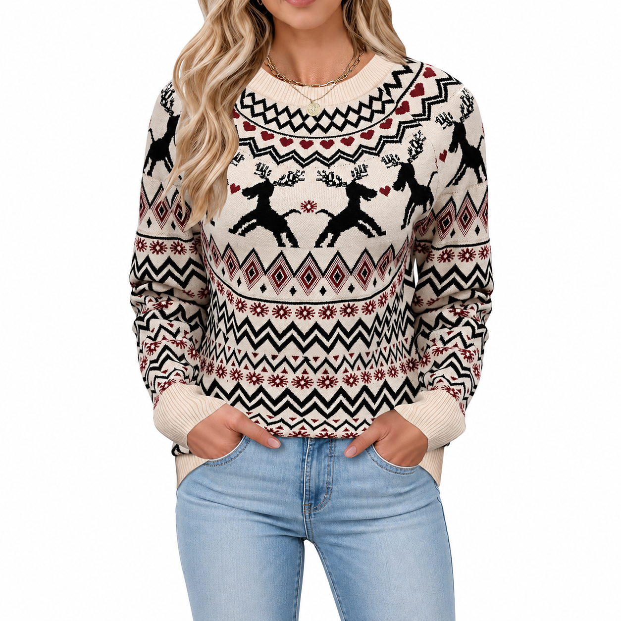 Casual Warm Knitted Pullover Sweater For Women