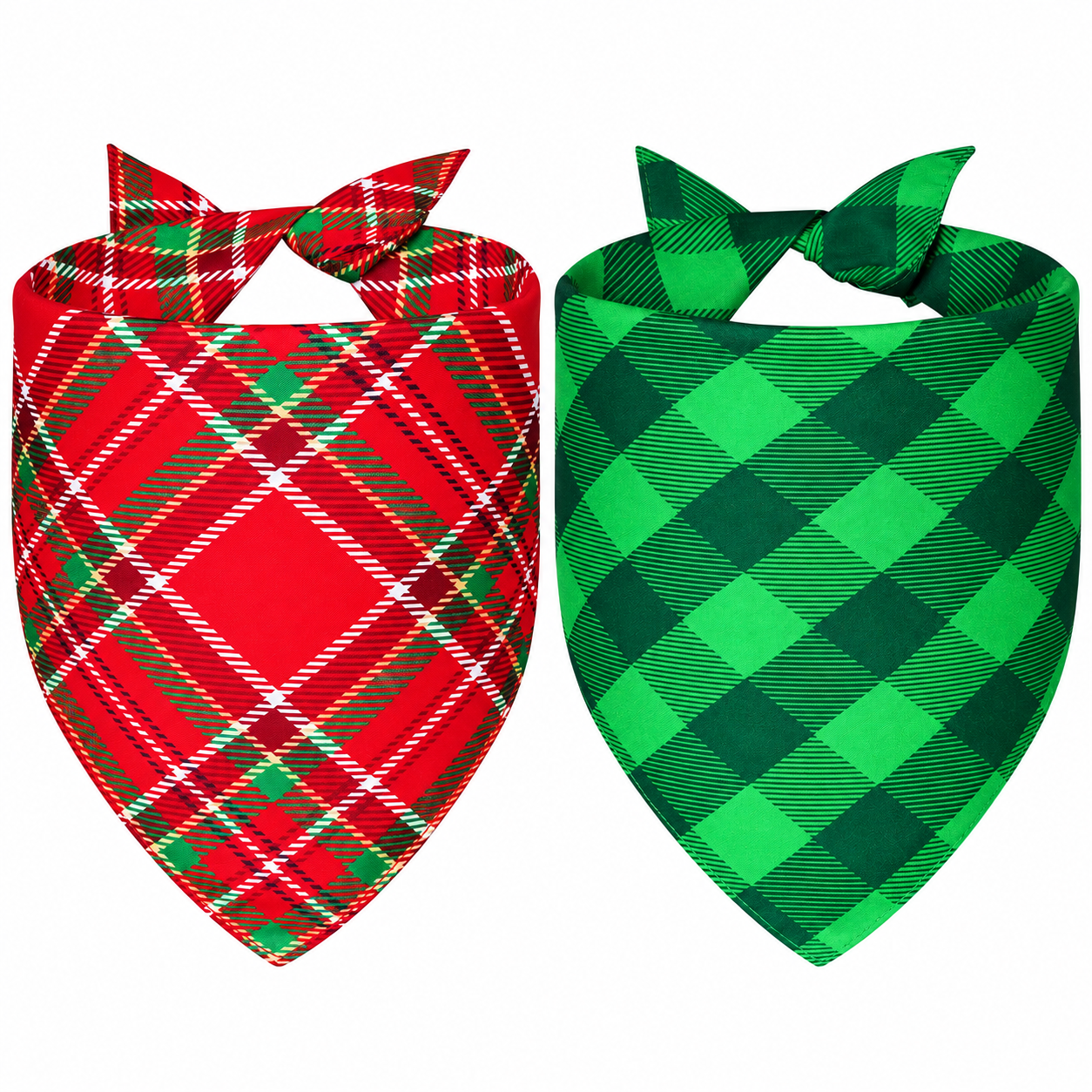 2 Piece Christmas Dog Bandanas Holiday Scarf Set