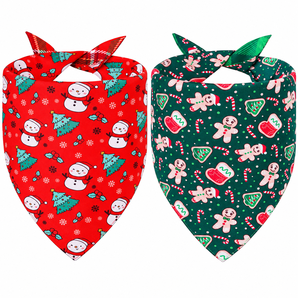 2 Piece Christmas Dog Bandanas Holiday Scarf Set