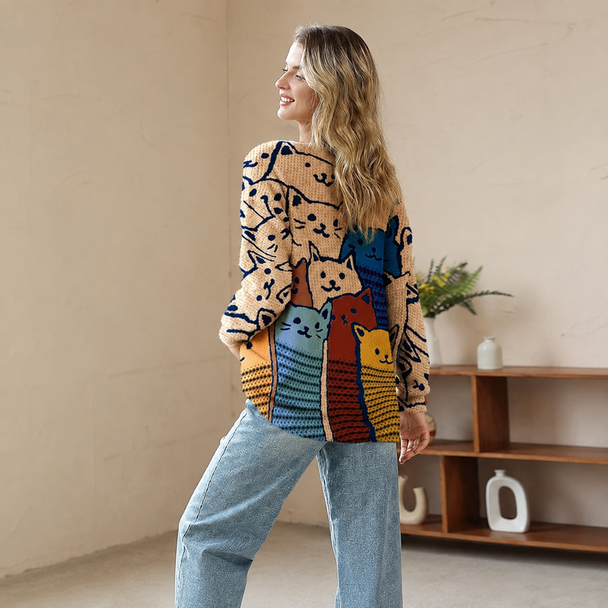 Casual Oversized Loose Printed Christmas Sweaters For Women