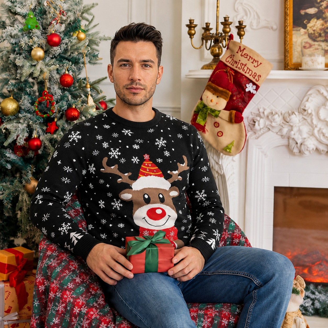 Classic Knit Christmas Pullover Sweater for Men