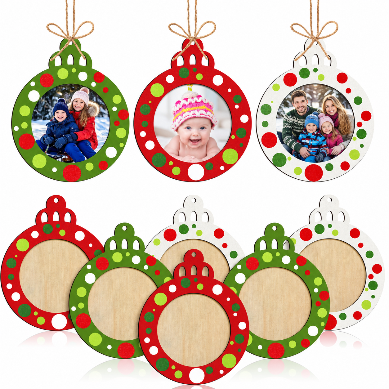 Christmas Wooden Picture Frame Ornaments for Tree Decorations