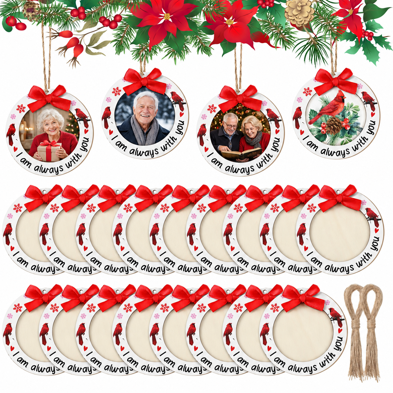Christmas Wooden Picture Frame Ornaments for Tree Decorations