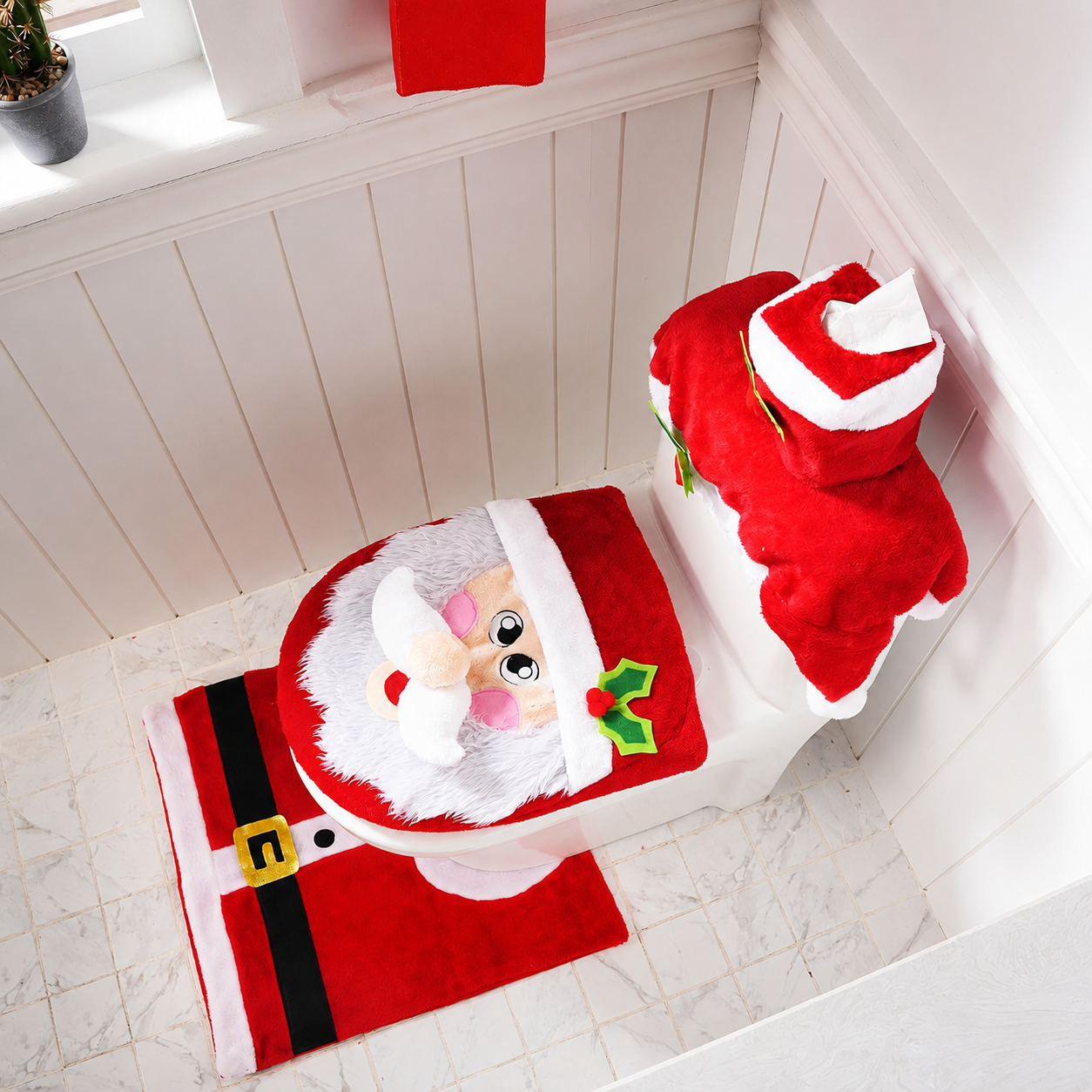 5 Piece Christmas Bathroom Decoration Set