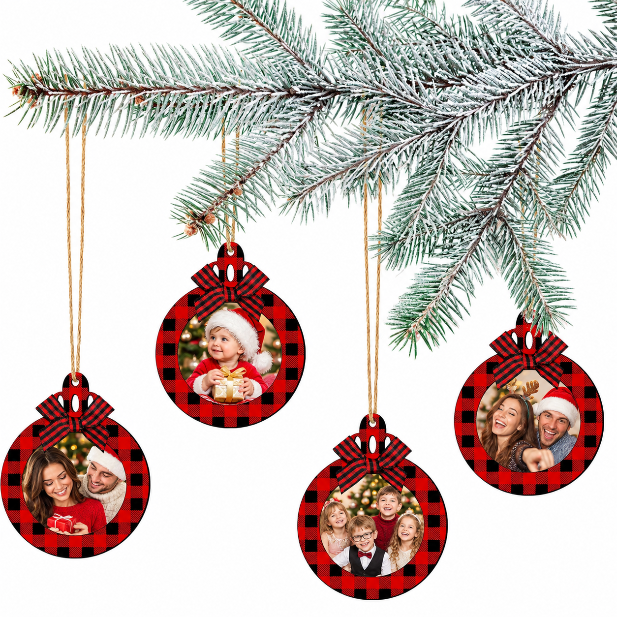 Christmas Wooden Picture Frame Ornaments for Tree Decorations