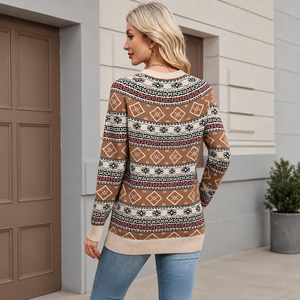 Casual Warm Knitted Pullover Sweater For Women