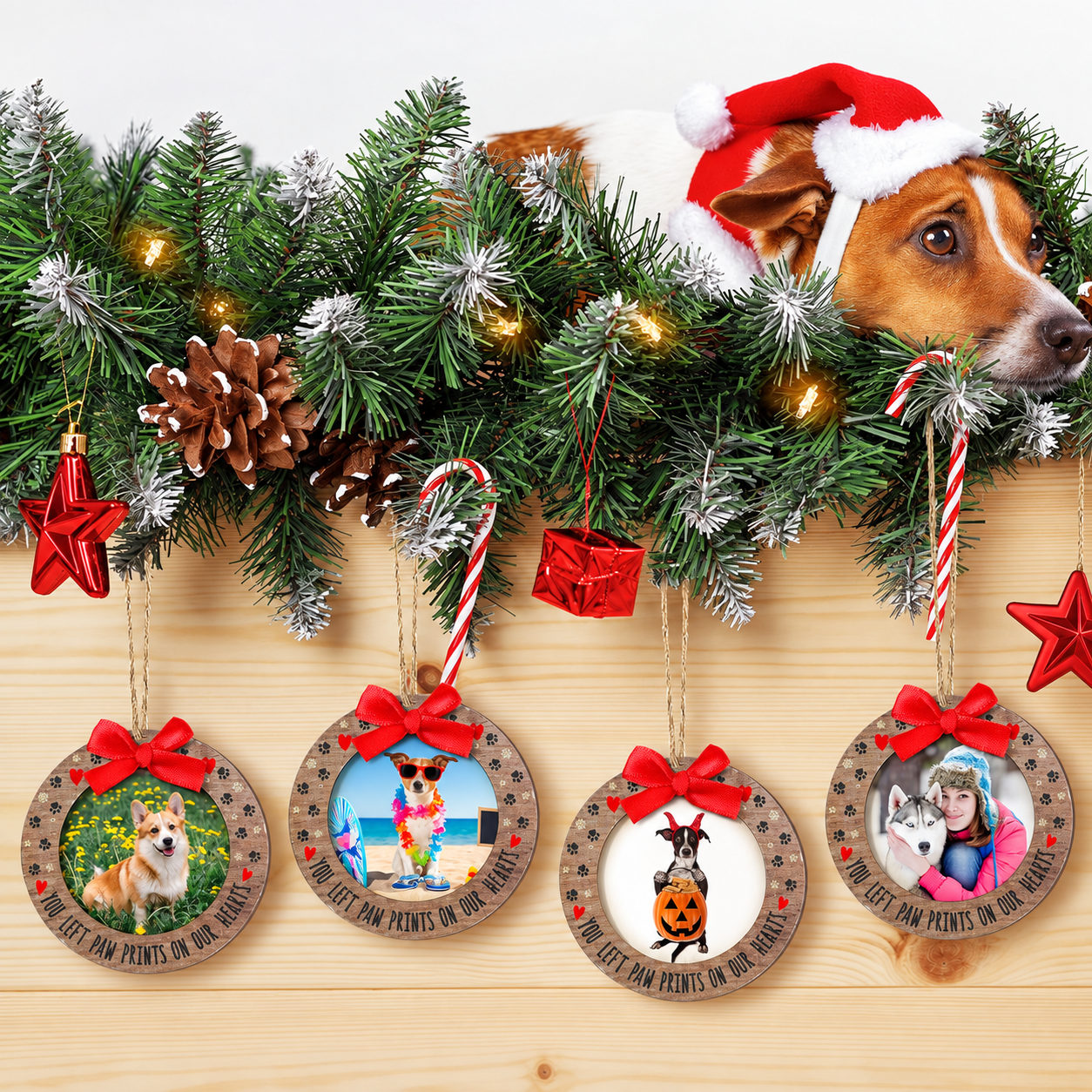 Christmas Wooden Picture Frame Ornaments for Tree Decorations