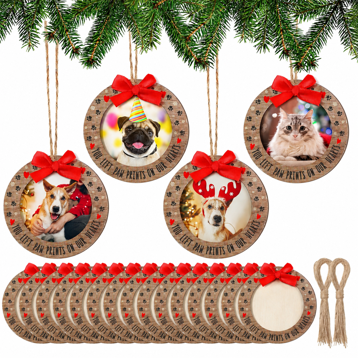 Christmas Wooden Picture Frame Ornaments for Tree Decorations