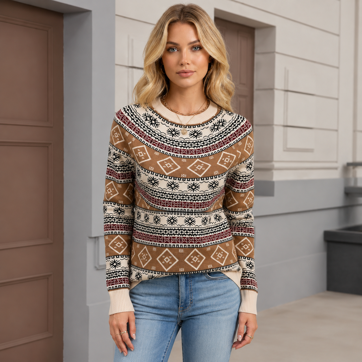 Casual Warm Knitted Pullover Sweater For Women