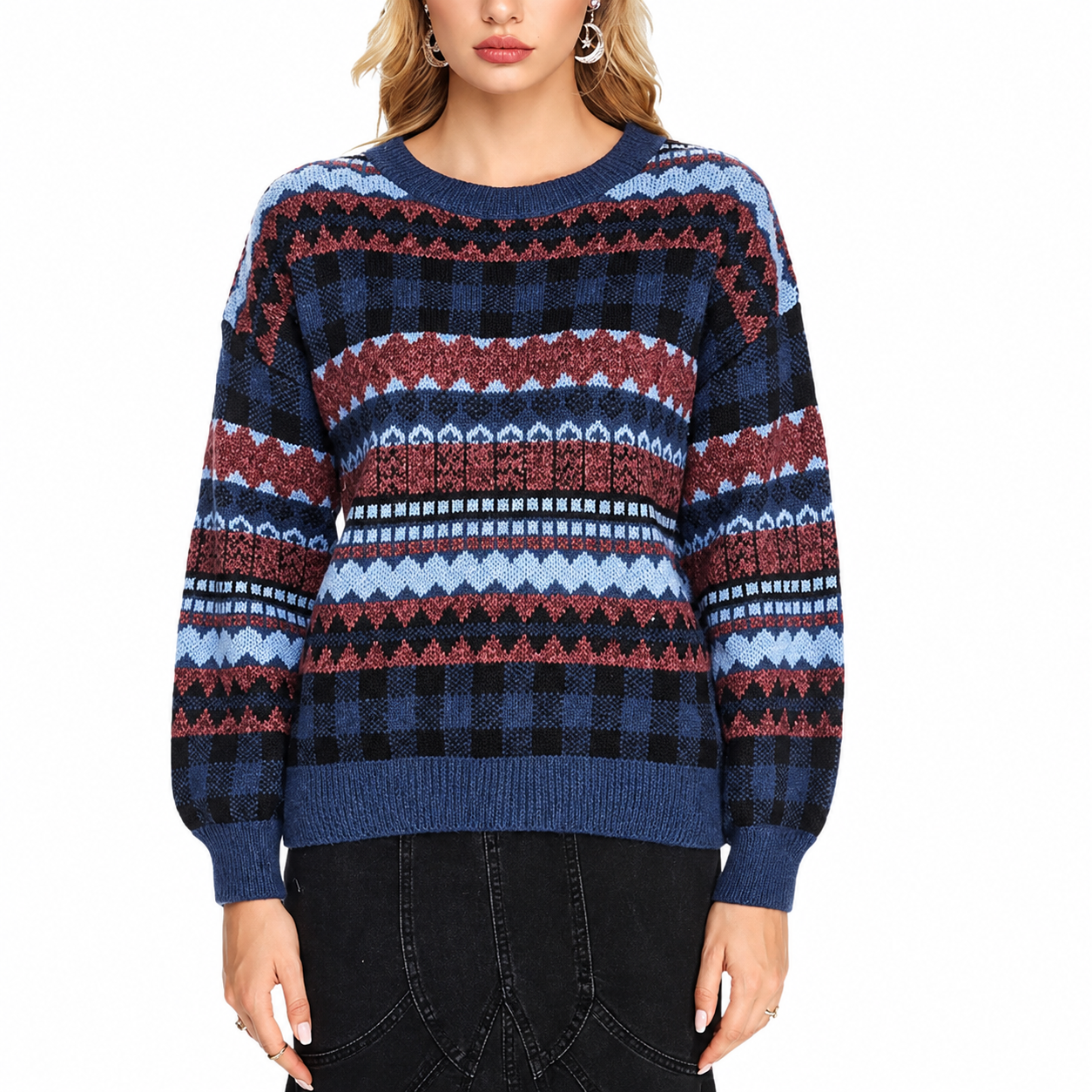 Oversized Vintage Striped Christmas Sweaters For Women