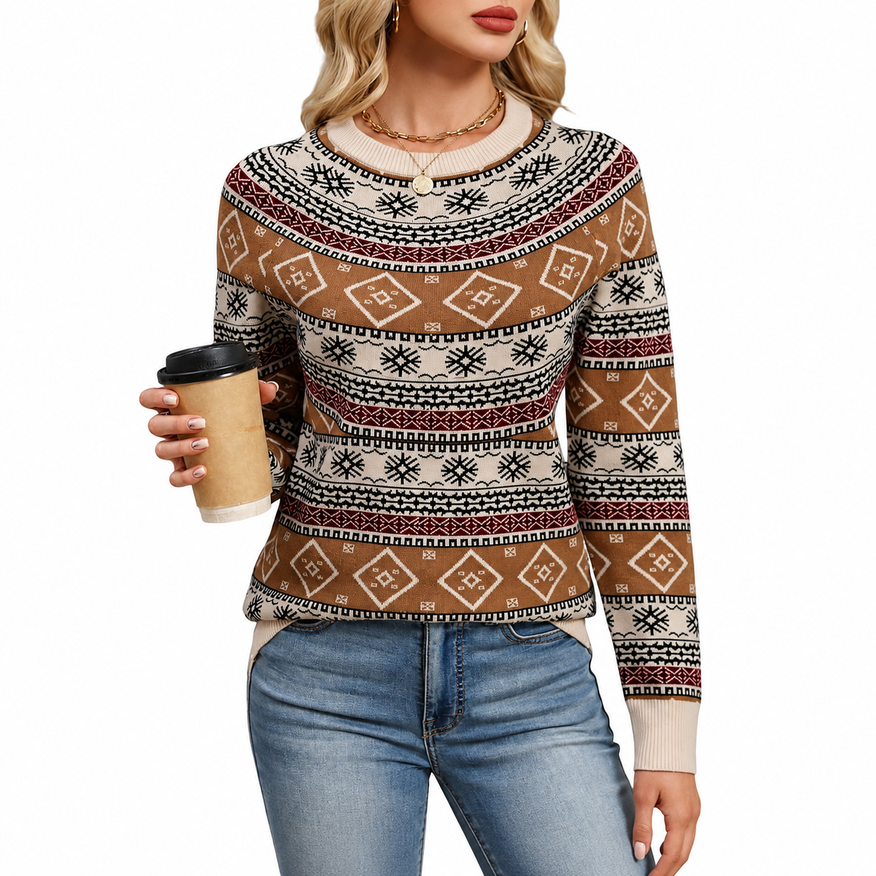 Casual Warm Knitted Pullover Sweater For Women