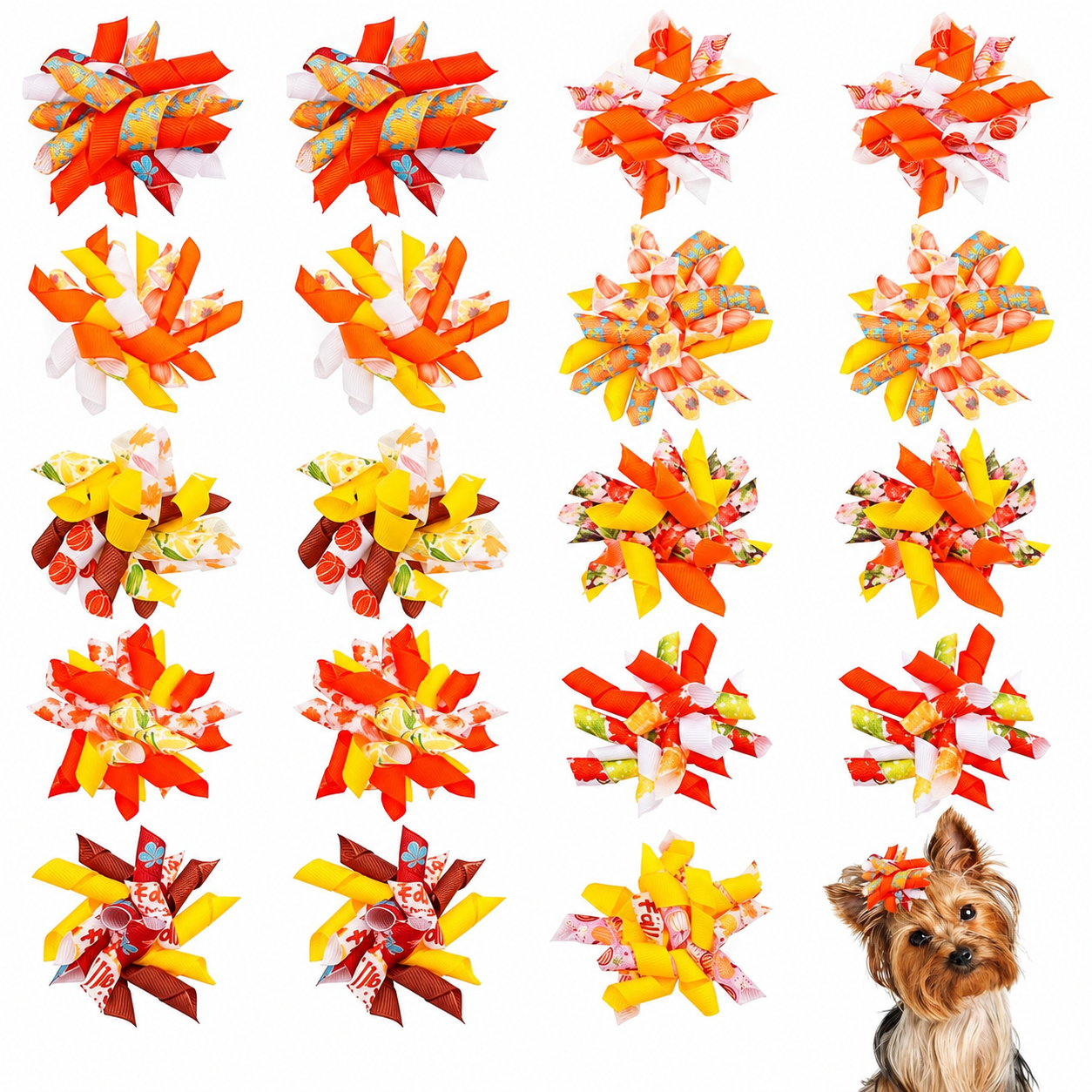 20 Piece Christmas Dog Bow Set with Rubber Bands