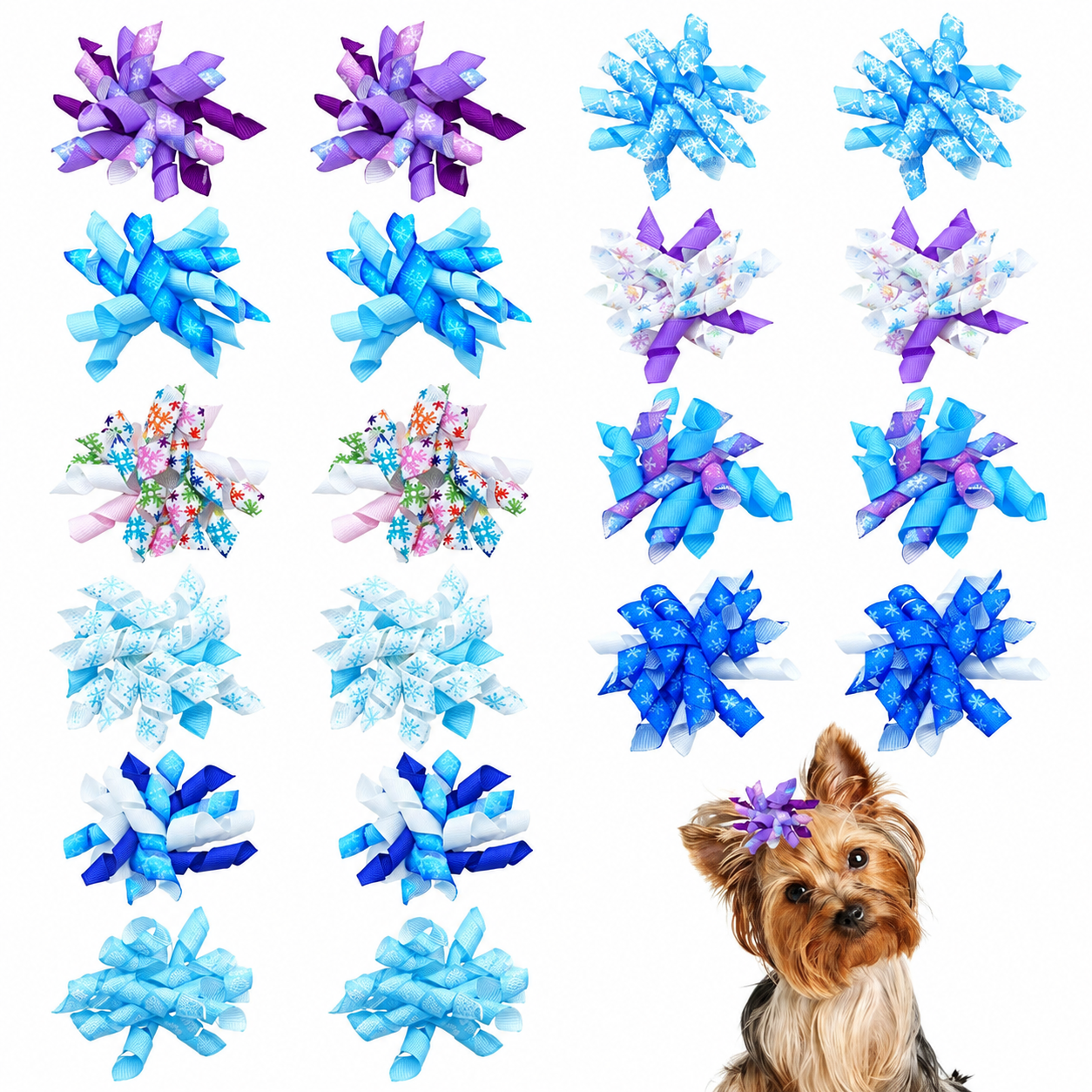 20 Piece Christmas Dog Bow Set with Rubber Bands