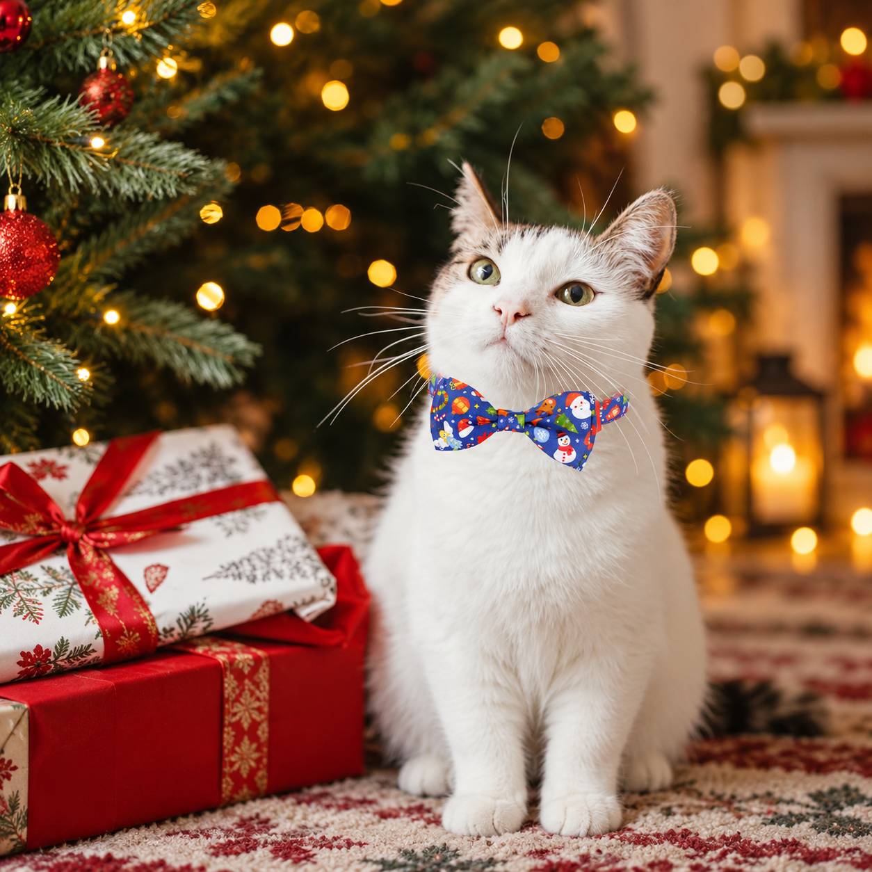 2 Pack Adjustable Christmas Bow Tie Collar with Bell For Cats