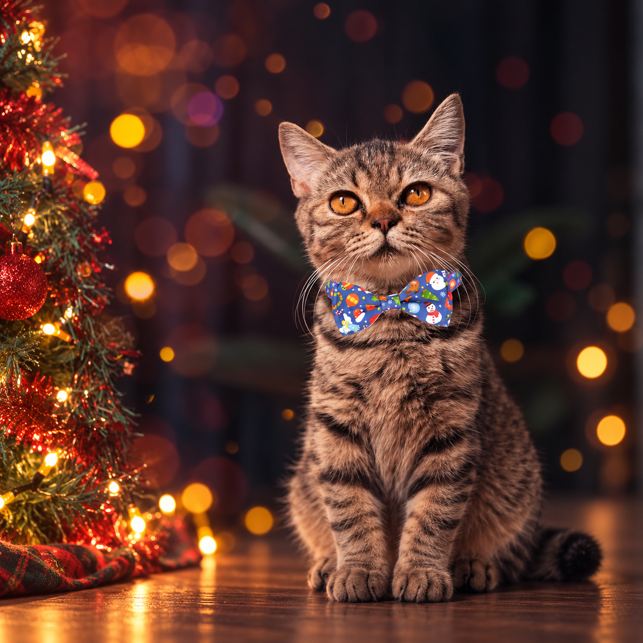 2 Pack Adjustable Christmas Bow Tie Collar with Bell For Cats